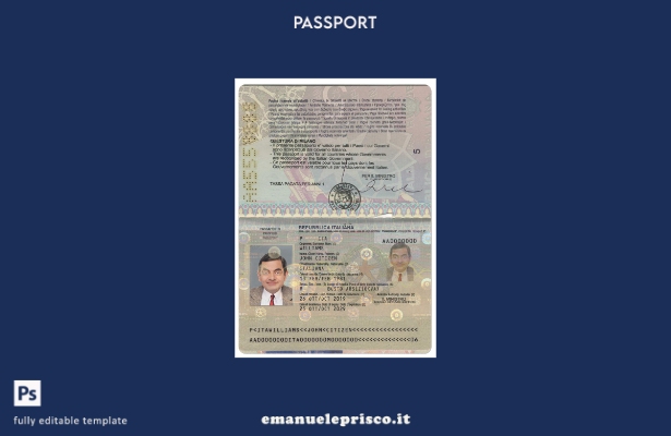 modello di versione del passaporto italiano in stile verificato